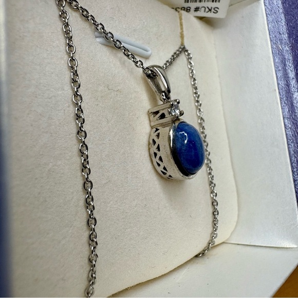 Blue Purple Stone Pendant With Chain Necklace Cubic Zirconia Gift Christmas - Picture 5 of 7